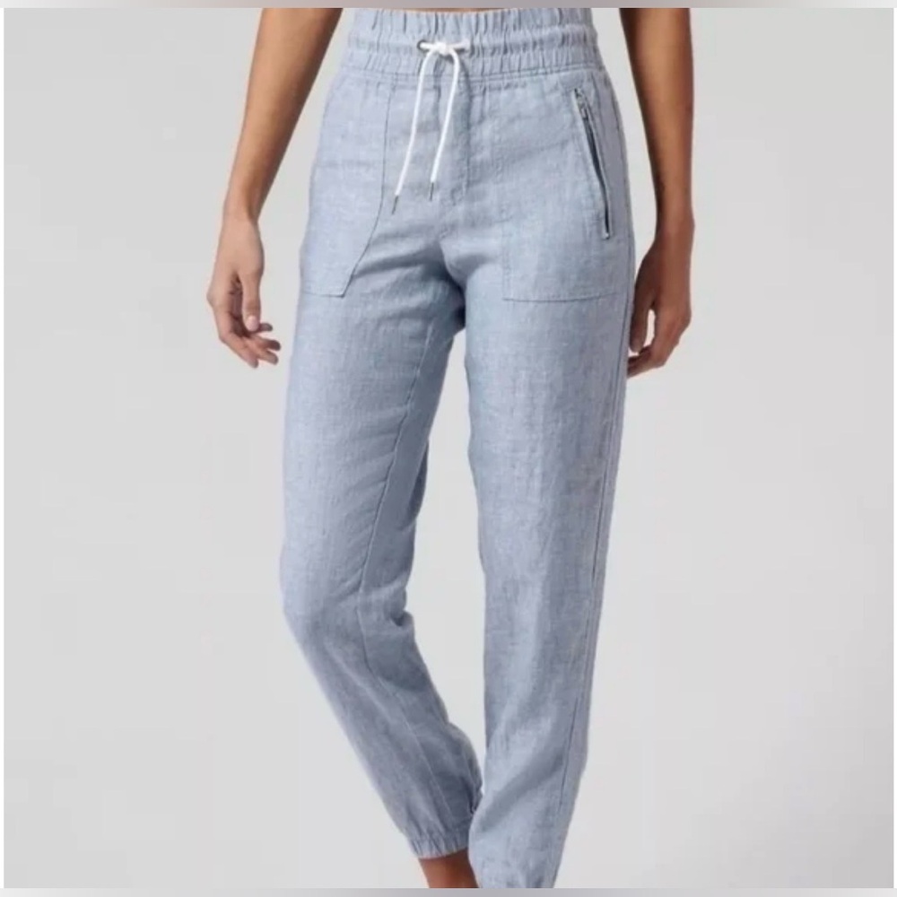 Athleta Cabo Linen Jogger Pants 100%Linen Elastic Waist Size 0